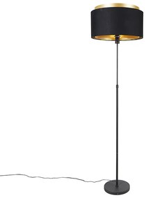 Lampa de podea moderna neagra cu abajur dublu auriu - Parte