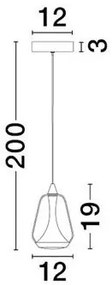 Pendul LED modern, Metal, Sticla, Fumuriu, ALISH