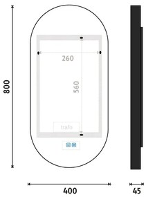 NIMCO ZPC 32002LVX-90-LED Oglindă de baie cu iluminare din spate 3000-6500K 80x40 cm IP44