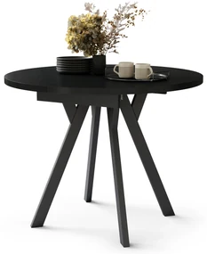 Mazzoni ALDO Negu/picioare negre - MASĂ ROTUNDĂ EXTENSIBILĂ CU PICIOARE ÎN FORMĂ DE Y STIL LOFT PENTRU SALON/SUFRAGERIE