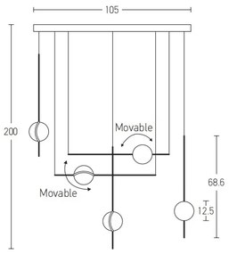 Lustră LED pe cablu LED/38W/230V Zambelis 2001