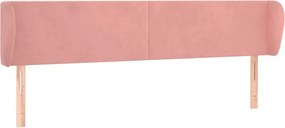 vidaXL Tăblie de pat cu aripioare roz 203x23x78/88 cm catifea