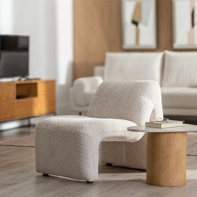 Fotoliu bej cu tapițerie din țesătură bouclé – Ixia