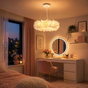 Brilagi - Lustră LED suspendată pe cablu FEATHER, 3x E27/40W/230V + 3x LED/3W, Ø 40 cm, albă
