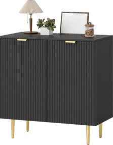 HOMCOM Bufet de bucătărie mobilier de depozitare cu 2 uși poliță reglabilă picioare metalice ridicate 80 x 40 x 80 cm negru | Aosom Romania