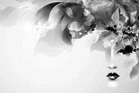 Tablou chip feminin la modă cu elemente abstracte în alb-negru