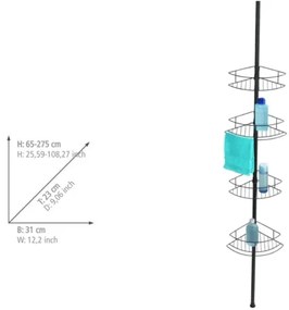 WENKO 24568100 - Poliță de colț DOLCEDO, 31 x 230 cm, inox/negru