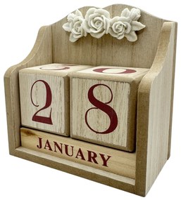 Calendar perpetuu de birou FLOWERS, Natur  Rosu, 14x15cm