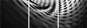 Tablou abstract - spirală alb neagră (cu ceas) (90x30 cm)
