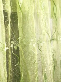 Perdea din voal nuanță verde și broderie verde cod 2041