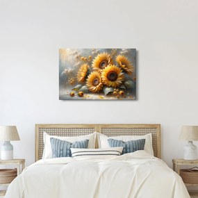 Tablou - Pictură cu floarea-soarelui (90x60 cm)