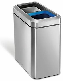 Coș pătrat deschis pentru deșeuri sortate 10 + 10 l, oțel mat, oțel inoxidabil
