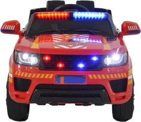 Masinuta Electrica de pompieri cu acumulator pentru copii NOVOKIDS™ Fire Squad SUV , Cu girofar fata/spate, Melodii si USB , 3-6 ani , Usi cu
