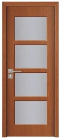 Usa Interior din MDF Novo Doors ND317, Cadru din Lemn Masiv, Geam Sablat, KIT COMPLET, Toc , Manere si balamale incluse (Culoare: Crem, Dimensiune: