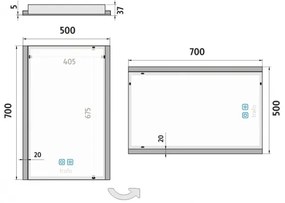 NIMCO ZP 11001VX - Oglindă LED pentru baie cu iluminare 3000-6500K, 70x50 cm, IP44