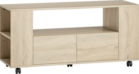 HOMCOM Suport pentru TV de 42" cu Roți Pivotante și Frână, Rafturi Ajustabile și Sertare, 102x34.5x48.5 cm, Lemn | Aosom Romania