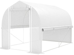 Outsunny Serra Polytunnel 3 x 2 x 2 m cu pereți laterali rabatabili, înveliș din plastic rezistent la UV și cadru din oțel, Alb | Aosom Romania