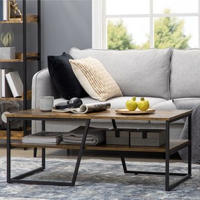 HOMCOM Masă de cafea rectangulară de stil industrial cu 1 blat și 1 raft de depozitare din metal 106 x 55 x 45 cm | Aosom Romania