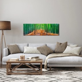 Tablou - Pădure de bambus japoneză (cu ceas) (90x30 cm)