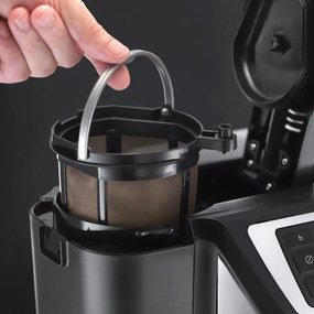 Russell Hobbs Victory Grind & Brew Coffee Maker 22000-56, 1025W, 1,5 L, 250 g, 12 cești, cronometru, filtru încorporat, negru/inox