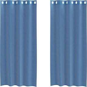 vidaXL Perdele Voile cu Oelii 2 buc Albastru Regal
