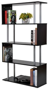 HOMCOM Bibliotecă cu Design Modern 4 Rafturi, Neagră, 80x30x145cm
