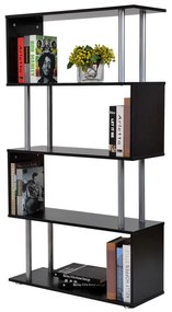 Homcom Bibliotecă cu Design Modern 4 Rafturi, Neagră, 80x30x145cm