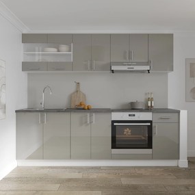 Set haaus V15, Gri Lucios/Alb, MDF, Blat Thermo 28 mm, L 240 cm