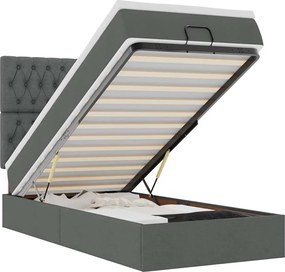 vidaXL Cadru de pat otoman cu saltele Gri închis 90x190cm țesătură