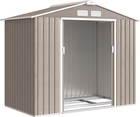 Outsunny Magazie Grădină Metalică cu Orificii de Ventilație și Ușă Culisantă Dublă pentru Grădinarit și DIY, 213x130x185 cm, Maro | Aosom Romania