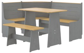 3096569 vidaXL Set mobilier bucătărie „REINE”, 3piese, maro miere&gri lemn pin