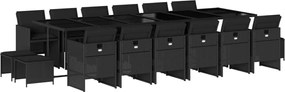 vidaXL Set mobilier de grădină cu perne, 17 piese, negru, poliratan