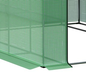 Outsunny Solar de grădină cu rafturi, husă PE rezistentă UV, ușă rulantă cu fermoar, cadru oțel, 190x120x190 cm, verde | Aosom Romania