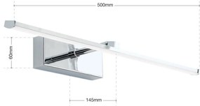 Aplica LED pentru tablou PUBLIO L-50cm alama antique