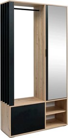Cuier mobila hol MILO, stejar artisan/negru, PAL laminat/metal, 100x33