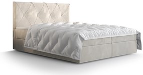 Pat matrimonial Boxspring 140 cm Athena (bej) ( cu saltea și sp. depozitare). 1046361