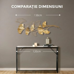 Decoratiune de perete 3D HOMCOM Moderna Frunze de Ginkgo Sculpturi de Perete Agatate Decor pentru Sufragerie | Aosom Romania