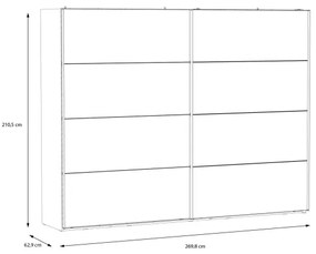 Dulap OREN cu oglindă, 270x210 cm, stejar artisan
