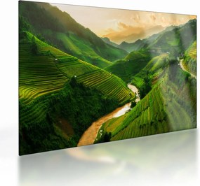 Tablou pe sticlă - Terase de orez Mu Cang Chai (70x50 cm)