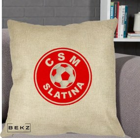 Perna Personalizata CSM Slatina Fotbal, 40x40 cm, Crem, Husa Detasabila, Perna Inclusa, BEKZ®