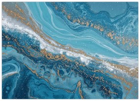 Tablou - Marmură bleu cu aur I. (70x50 cm)