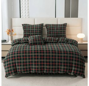 Set 2buc Lenjerie cocolino GLENMOORE verde + Cearsaf Cocolino microplus cu elastic SOFT 180x200 cm alb, pat dublu