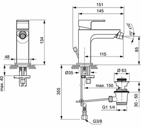 Baterie bideu Ideal Standard Edge