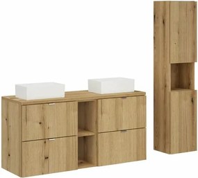 Set mobilier baie 120 cm 7 piese Comad Nova stejar Coast Evoke
