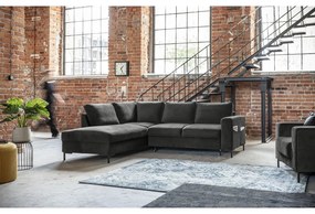 Colțar gri închis extensibil cu tapițerie din catifea (cu colț pe partea stângă ) Lofty Lilly – Miuform