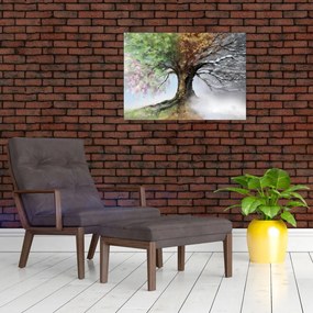 Tablou pe sticlă - Arborele celor patru anotimpuri (70x50 cm)