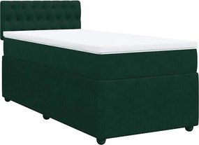 vidaXL Pat box spring cu saltea, verde închis, 100x200 cm, catifea
