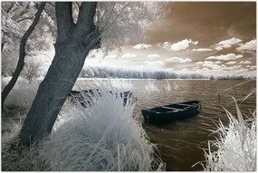 Tablou cu barca pe lac (90x60 cm)