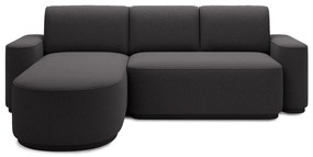 Colțar gri închis extensibil/cu spațiu de depozitare cu tapițerie din chenille (cu colț pe partea stângă/cu șezlong) Aurumm – ELTAP