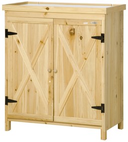 Outsunny Armoarie de grădină armoarie de depozitare de grădină tava din metal galvanizat din lemn masiv 80 x 45 x 92 cm lemn natural | Aosom Romania